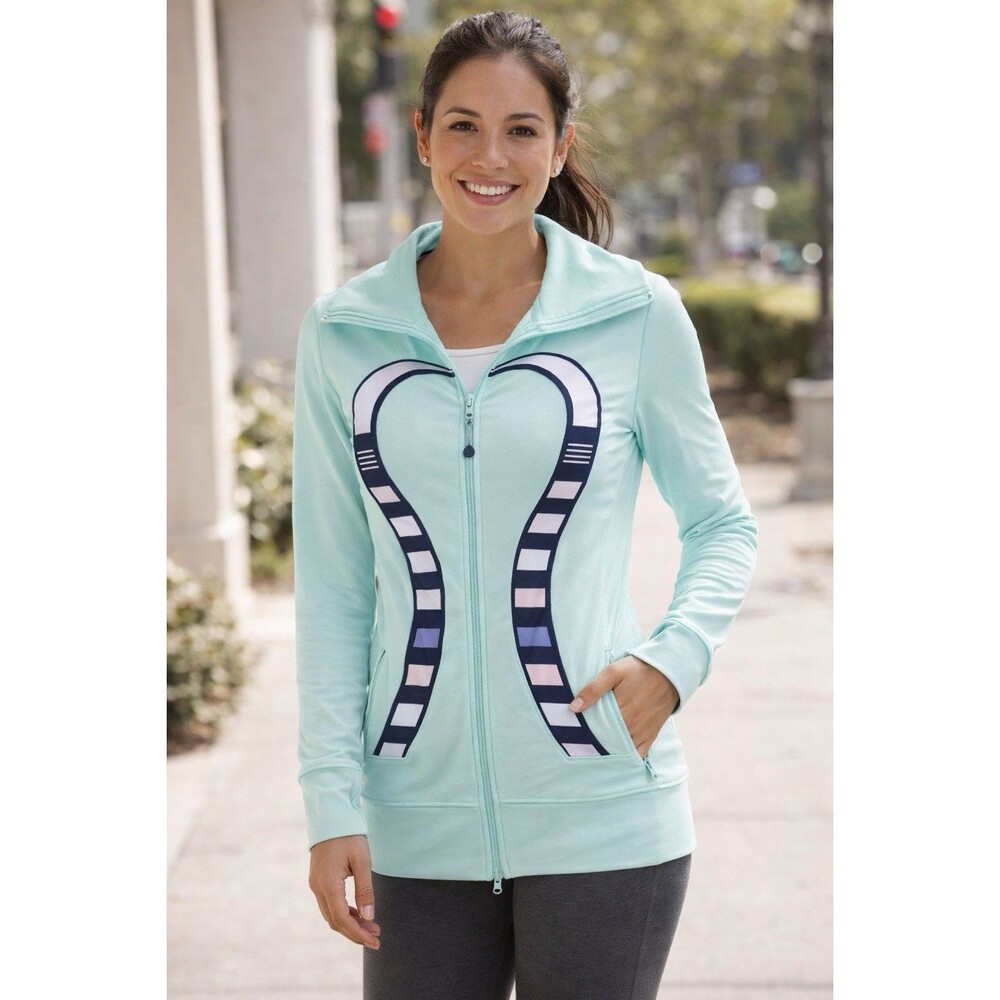 Lululemon Womens Instride FullZip Hooded WorkOut Jacket Aquamarine Womens size 4